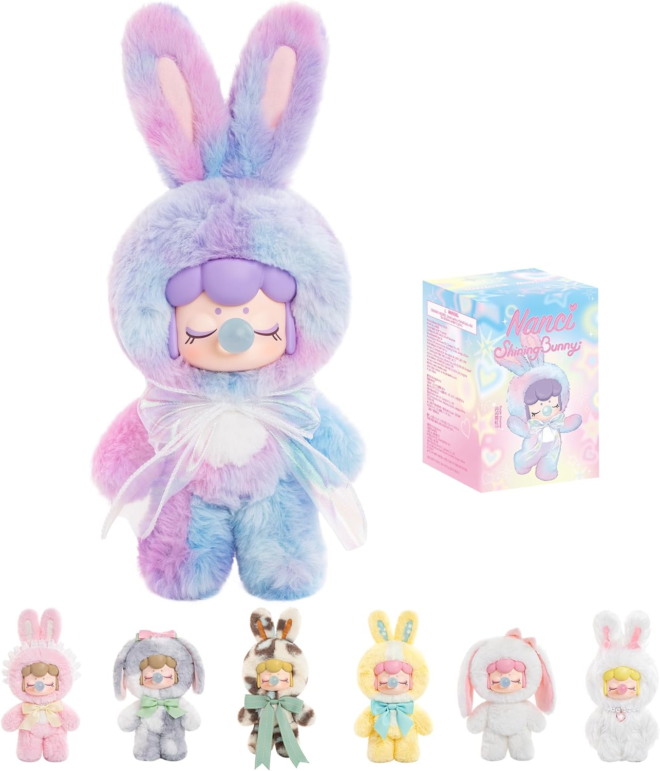Rolife Nanci Plush Doll Shining Bunny Series, 1PC Random Design Cute Rabbit Plush Toy Action Figure, Creative Collectible Toys for Holiday Birthday Gift