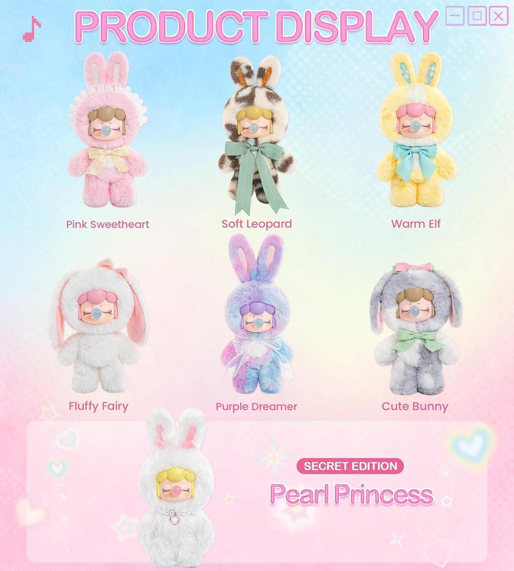 Rolife Nanci Plush Doll Shining Bunny Series, 1PC Random Design Cute Rabbit Plush Toy Action Figure, Creative Collectible Toys for Holiday Birthday Gift
