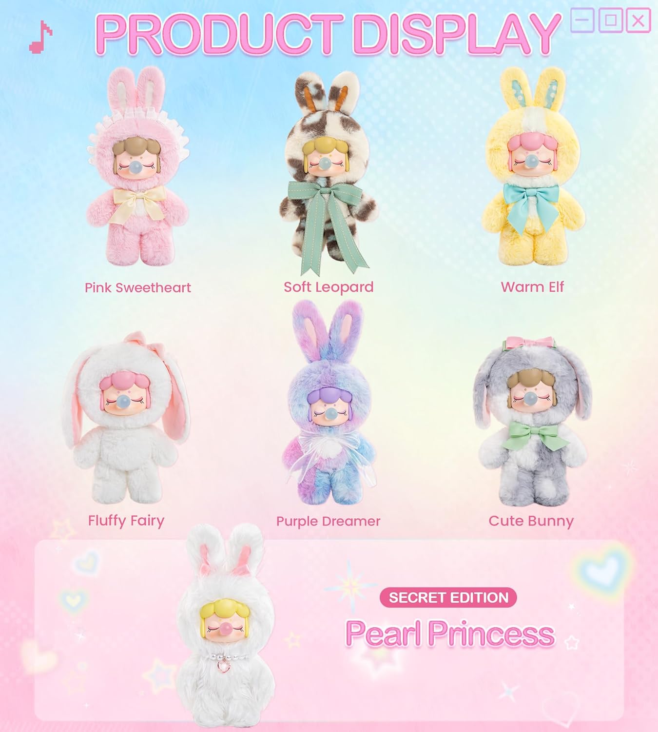 Rolife Nanci Plush Doll Shining Bunny Series, 1PC Random Design Cute Rabbit Plush Toy Action Figure, Creative Collectible Toys for Holiday Birthday Gift