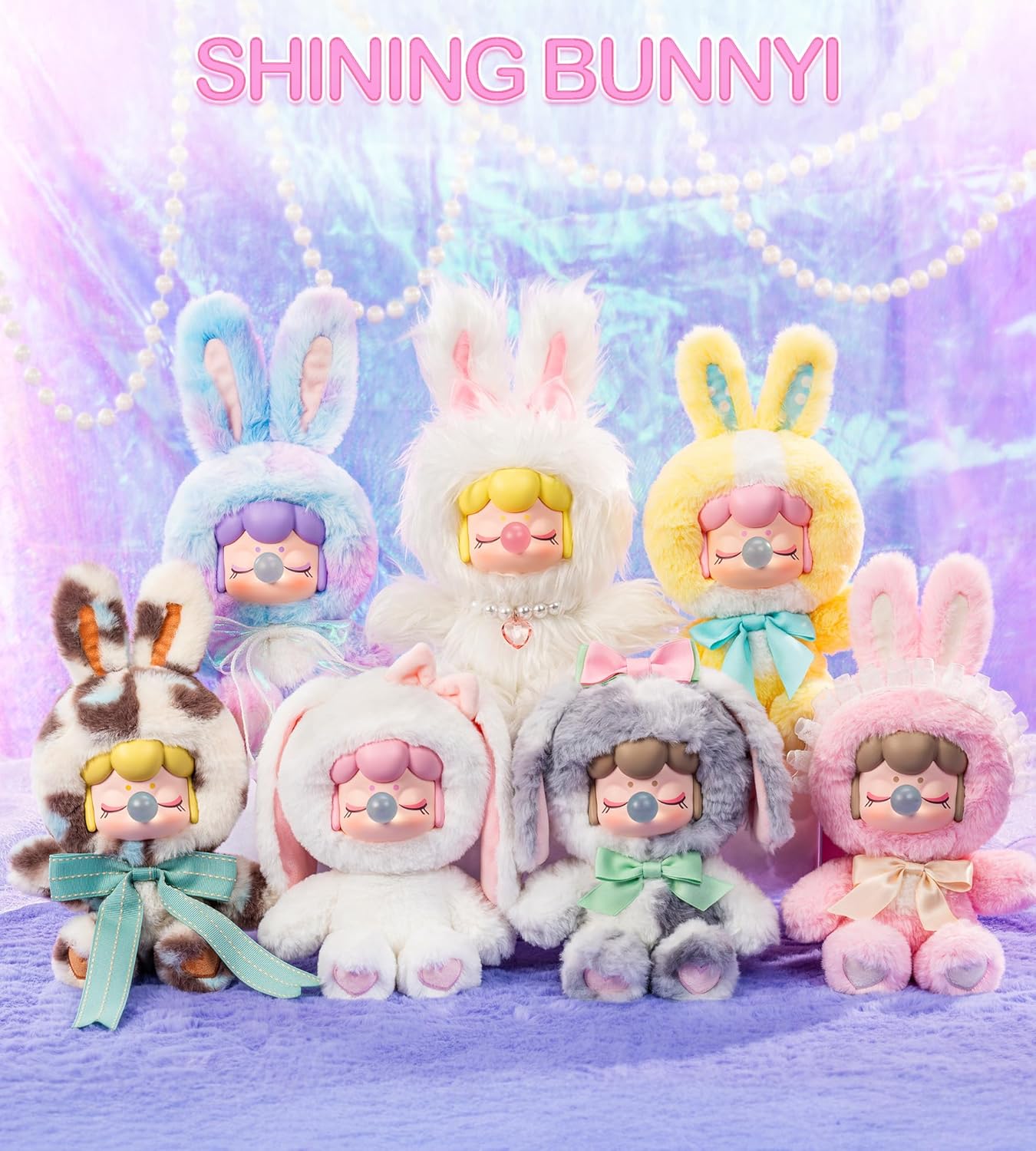 Rolife Nanci Plush Doll Shining Bunny Series, 1PC Random Design Cute Rabbit Plush Toy Action Figure, Creative Collectible Toys for Holiday Birthday Gift